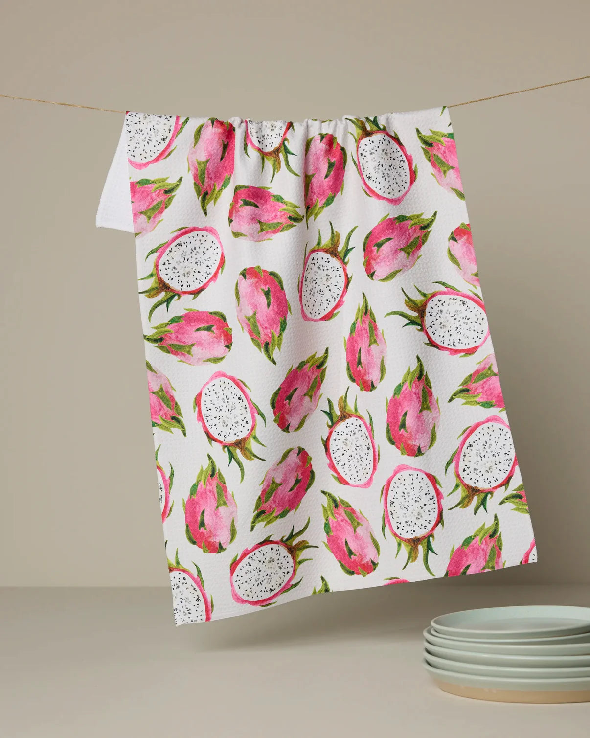 Geometry- Pink Dragon Tea Towel