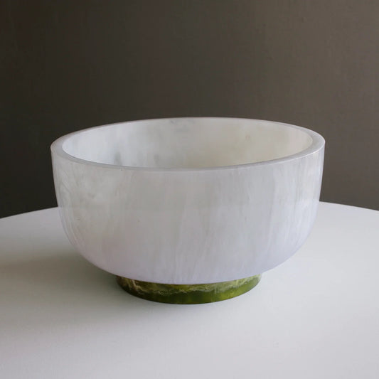 Beatriz Ball - RESIN Rio Large Bowl with Base (white and green)