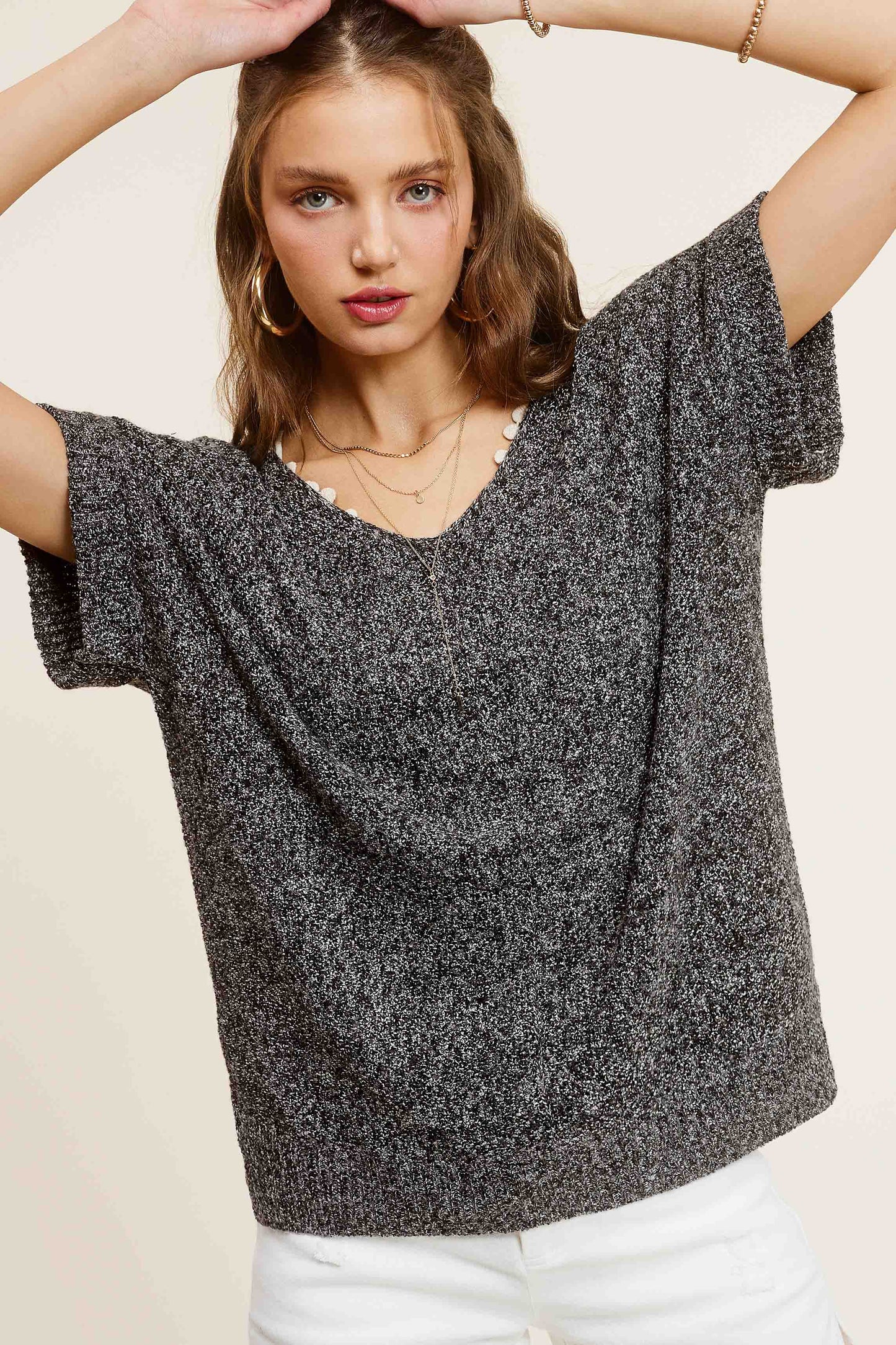 La Miel - Soft Lightweight Loose Fit Textured Pullover Sweater