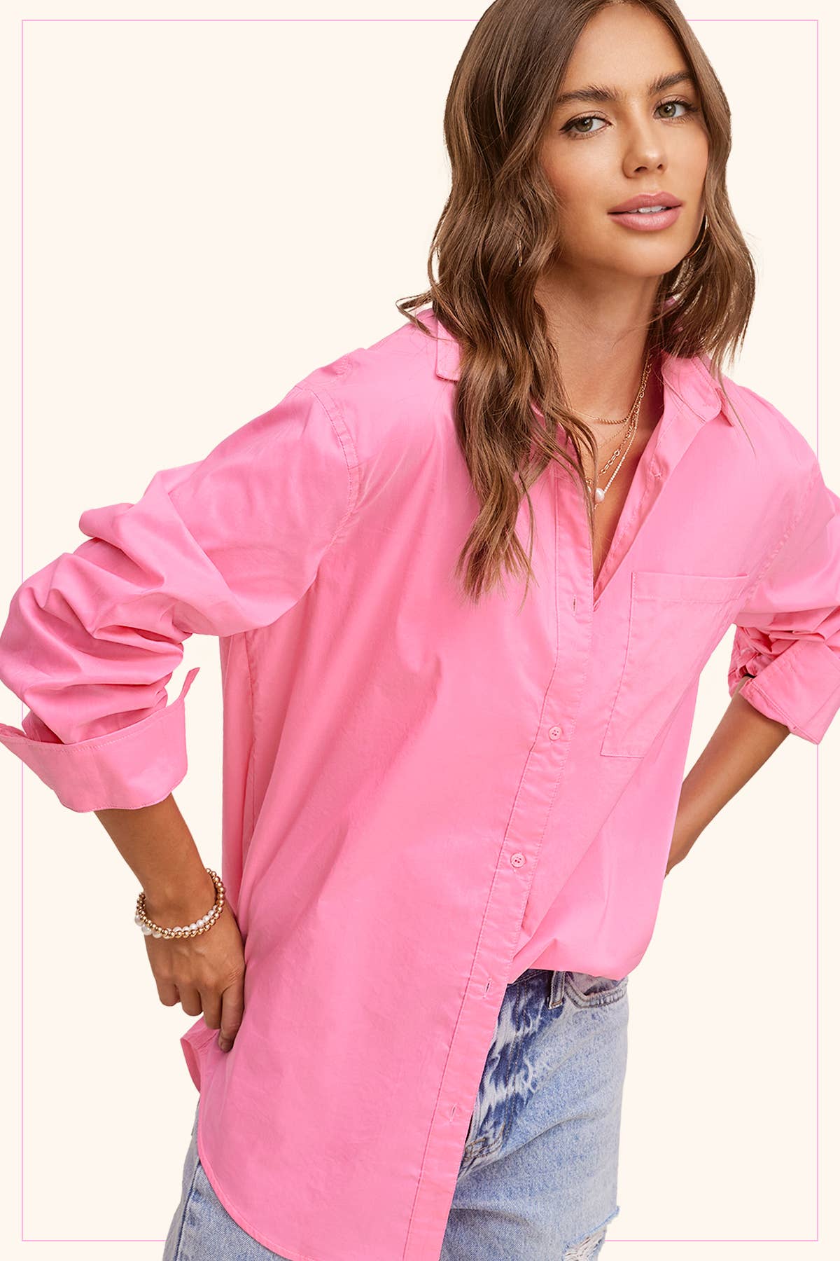 La Miel - SRT7809-Classic Collared Button Down Poplin Shirts