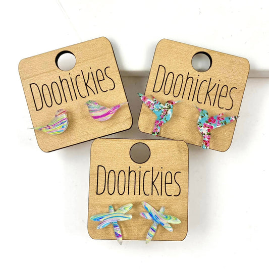 Doohickies - Acrylic Spring Stud Earrings