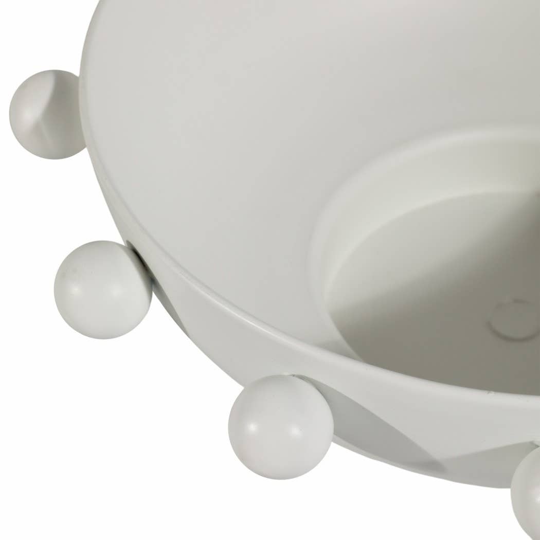 Sagebrook Home - Decorative Bowl - White Iron/Fir Wood Hobnail, 11 in.