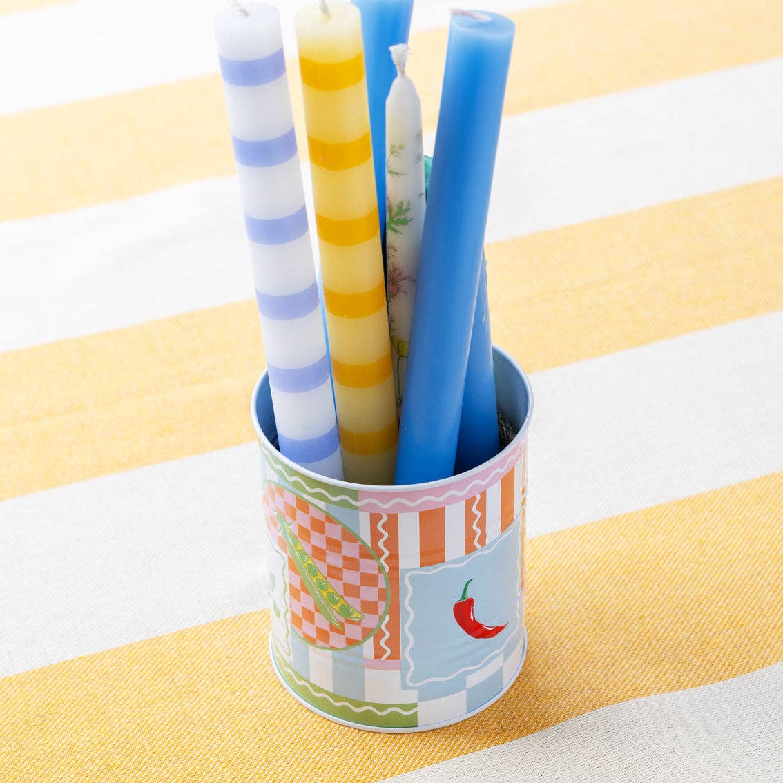 Talking Tables USA - Home, Party, Games and Seasonal Decor - Blue & White Stripe Dinner Candles - Display | Home Decor |