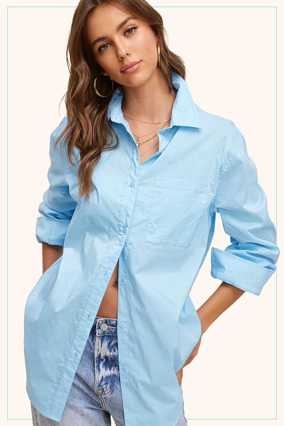 La Miel - SRT7809-Classic Collared Button Down Poplin Shirts