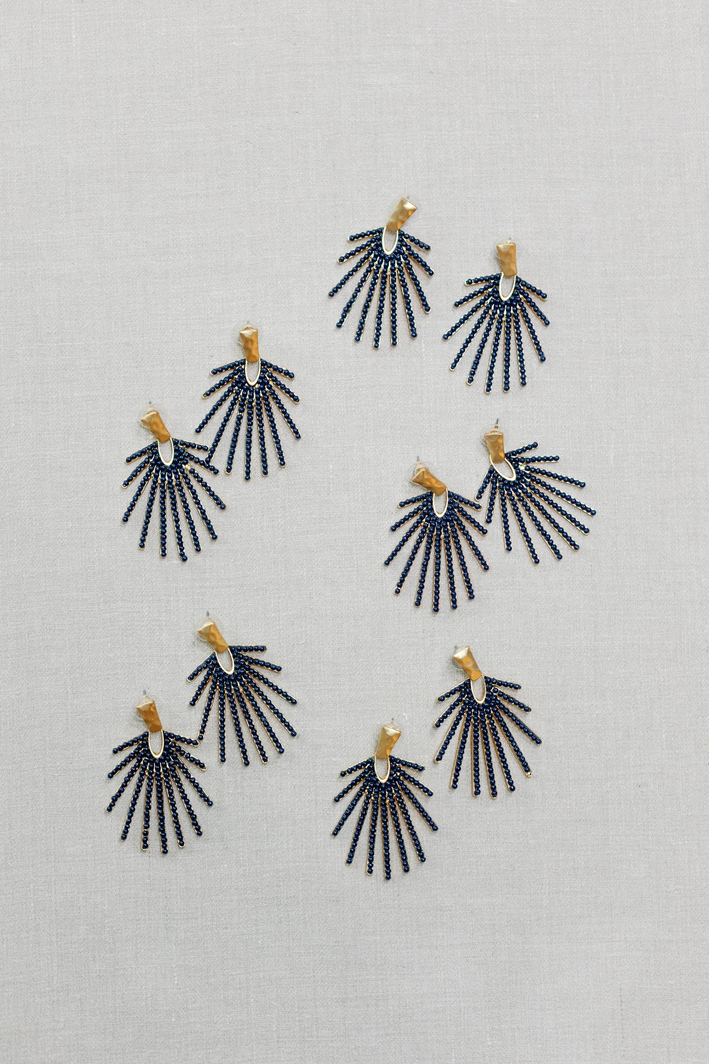 St Armands Designs of Sarasota - Navy Sunburst Statement Drop Earrings