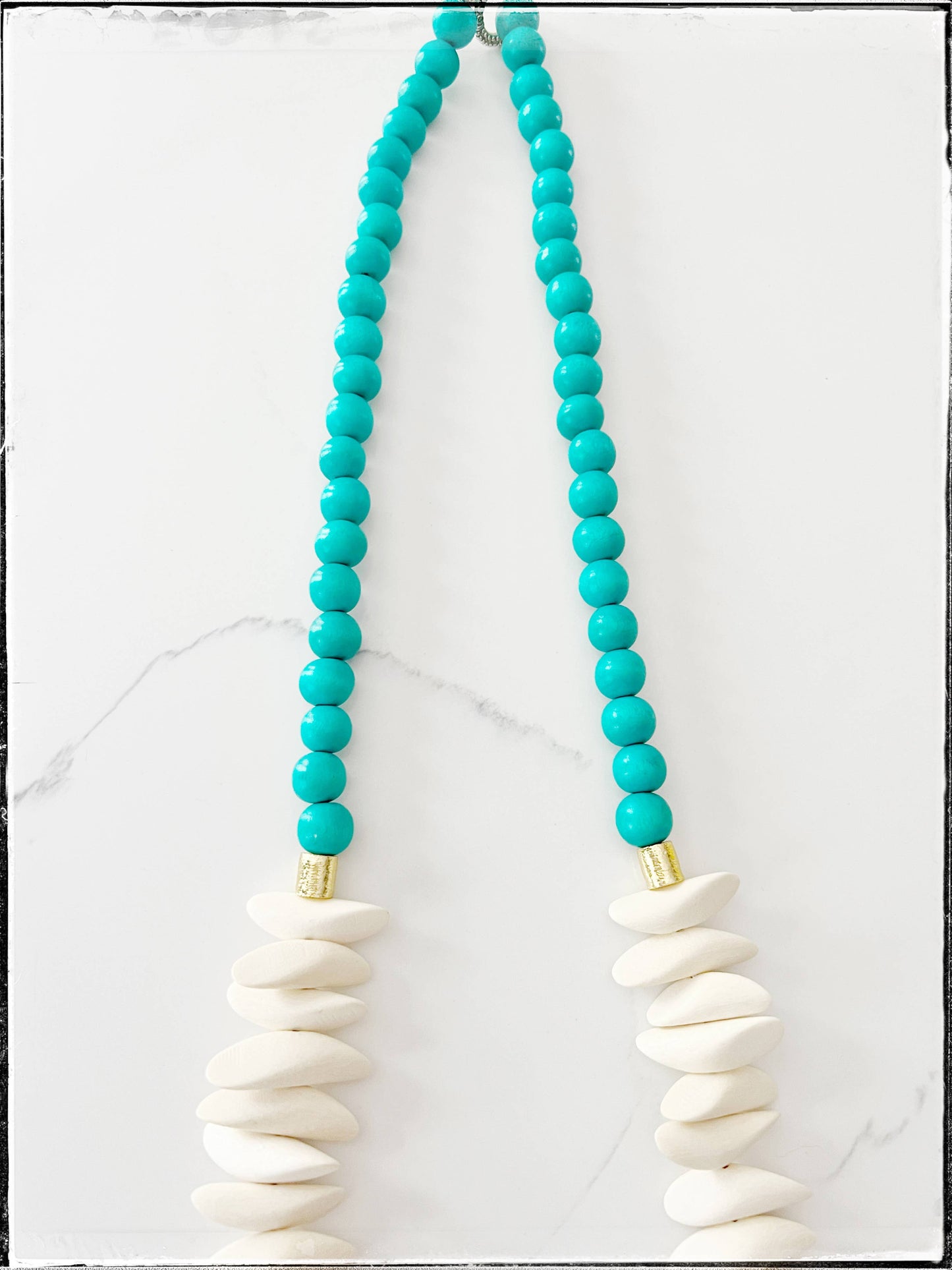 GentrybyJenna - Coconut & Wood Bead Long Necklace Nugget Statement Boho