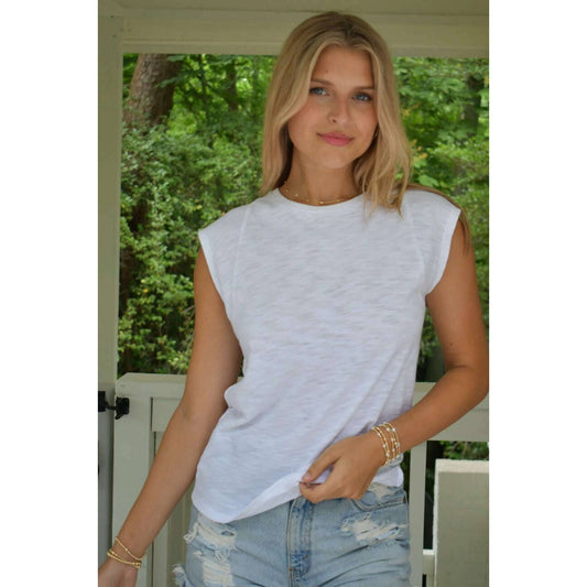 erin gray - Tyler Casual Muscle Tee in White