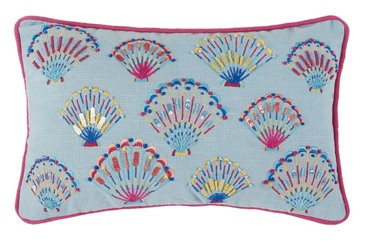 Peking Handicraft - Tropical Shell Embroidered Pillow