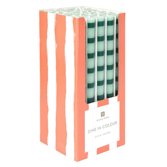 Talking Tables USA - Home, Party, Games and Seasonal Decor - Green Stripe Dinner Candles - Display | Everyday Decor |