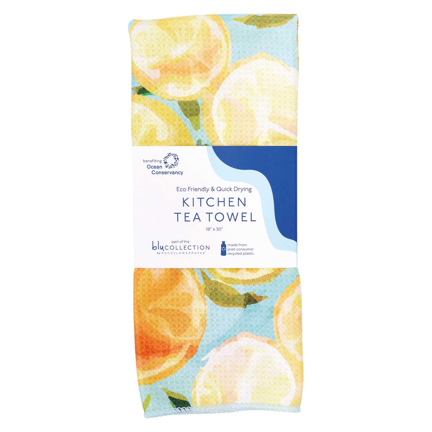 rockflowerpaper - LEMON SLICES blu Kitchen Tea Towel