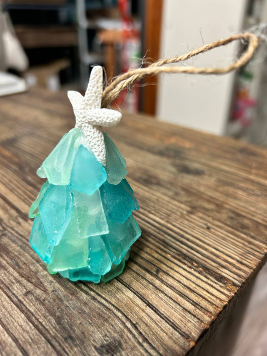 Sea Glass 3D Christmas Ornament - Personalized Tag