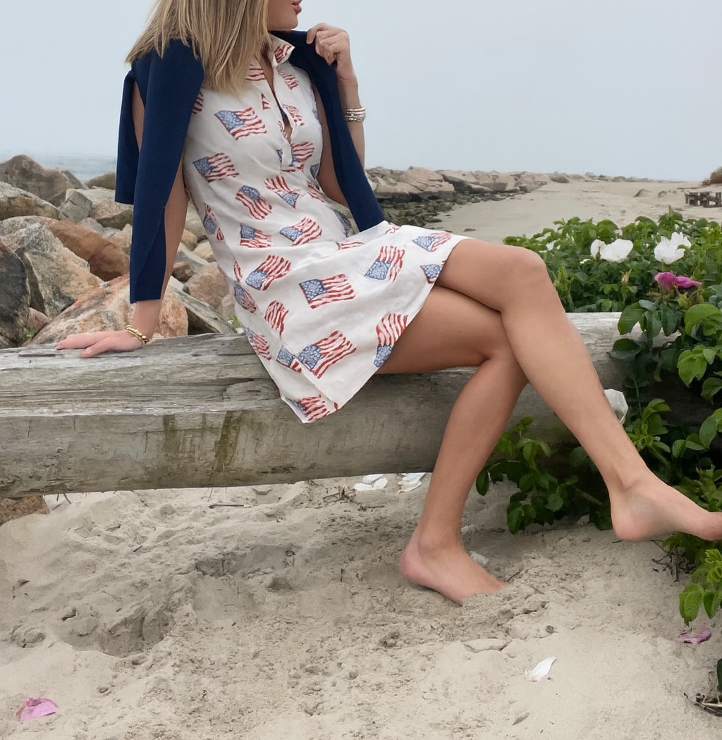 Pink Pineapple - Sconset Sleeveless Flag dress in White
