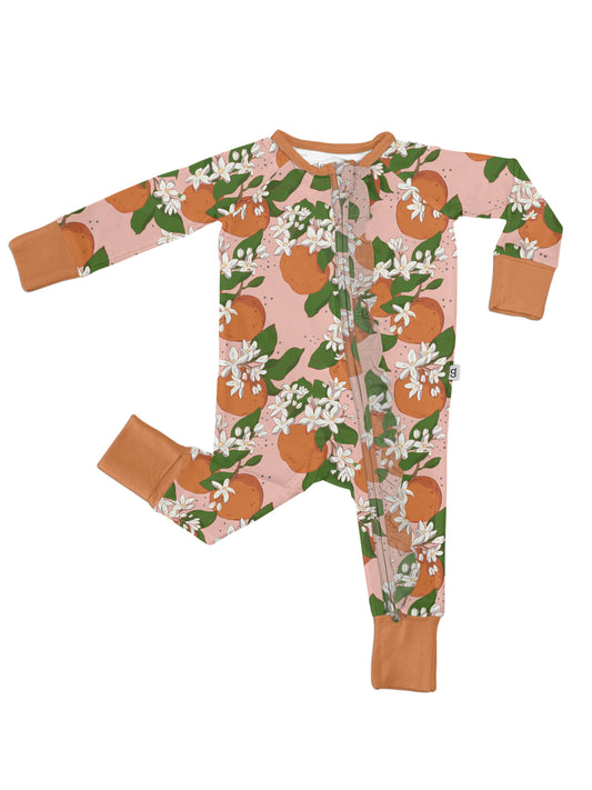Goosies - Orange Blossoms - Zip Convertible Pajamas w/ Ruffles