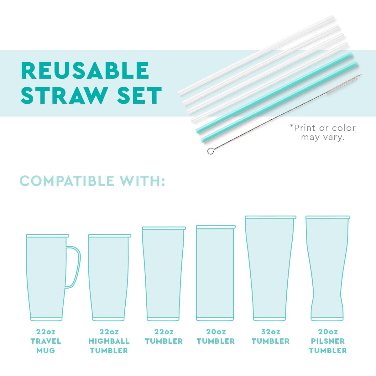 Swig Cloud Nine Glitter Reusable Straw Set