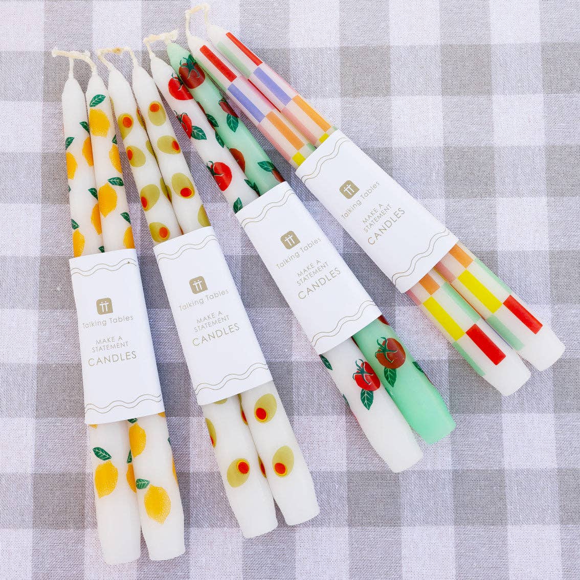 Multicolor Check Taper Candles - Thumbnail 3