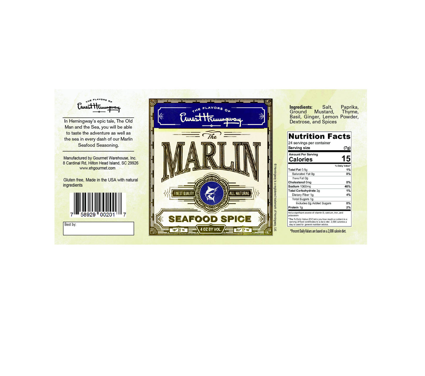 Gourmet Warehouse Brands - Hemingway "The Marlin" Seafood Seasoning