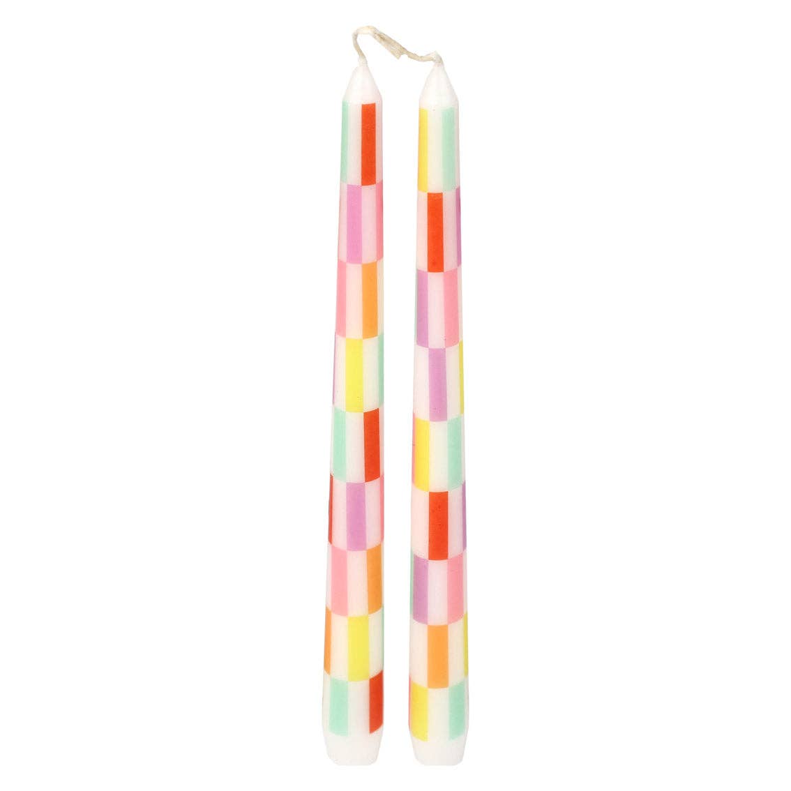 Multicolor Check Taper Candles