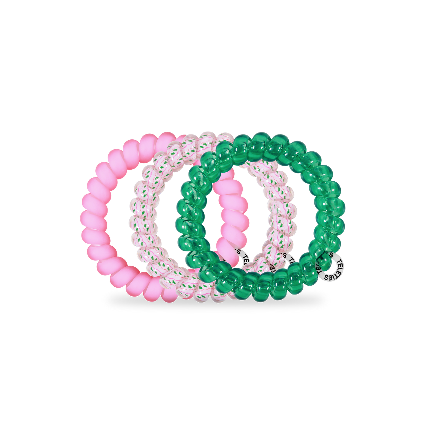 TELETIES - Spiral Hair Coils | Large | Merry Pinkmas Hair Ties