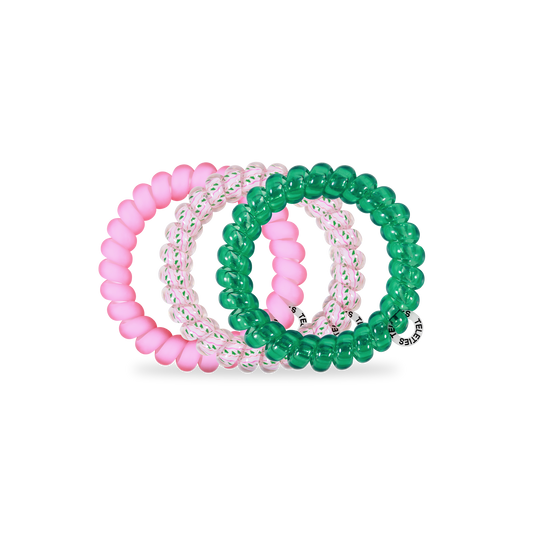 TELETIES - Spiral Hair Coils | Large | Merry Pinkmas Hair Ties