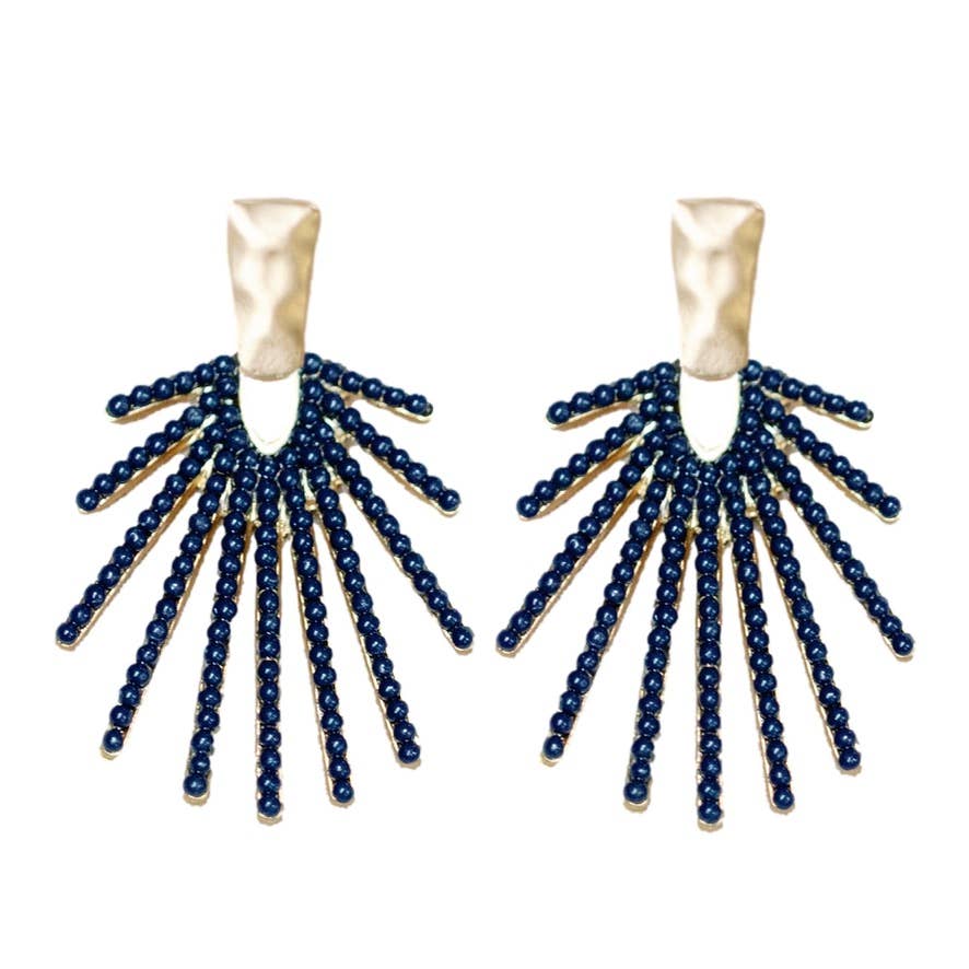 St Armands Designs of Sarasota - Navy Sunburst Statement Drop Earrings