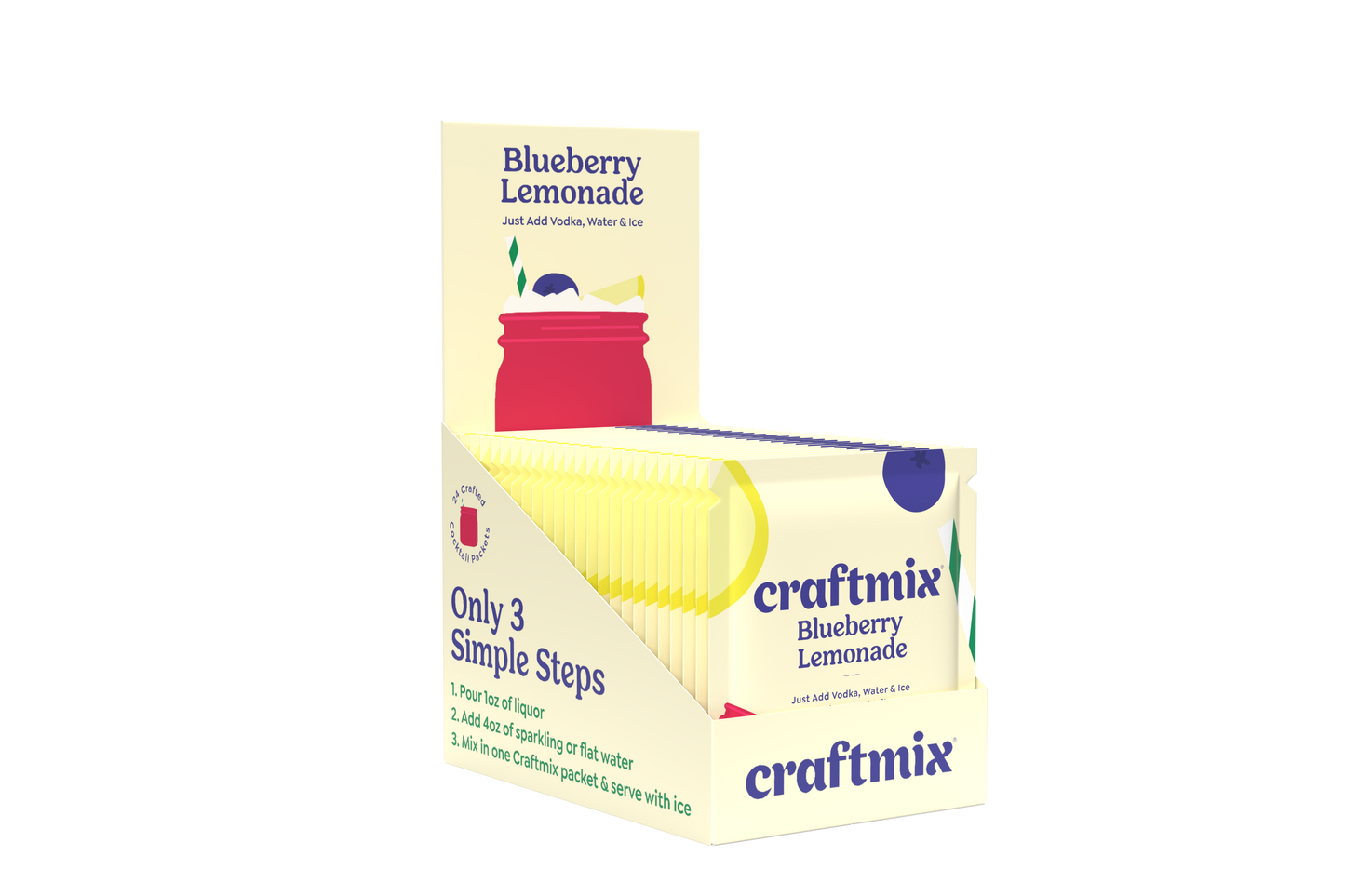 Craftmix - Blueberry Lemonade Cocktail / Mocktail Mixer - 24ct Caddy