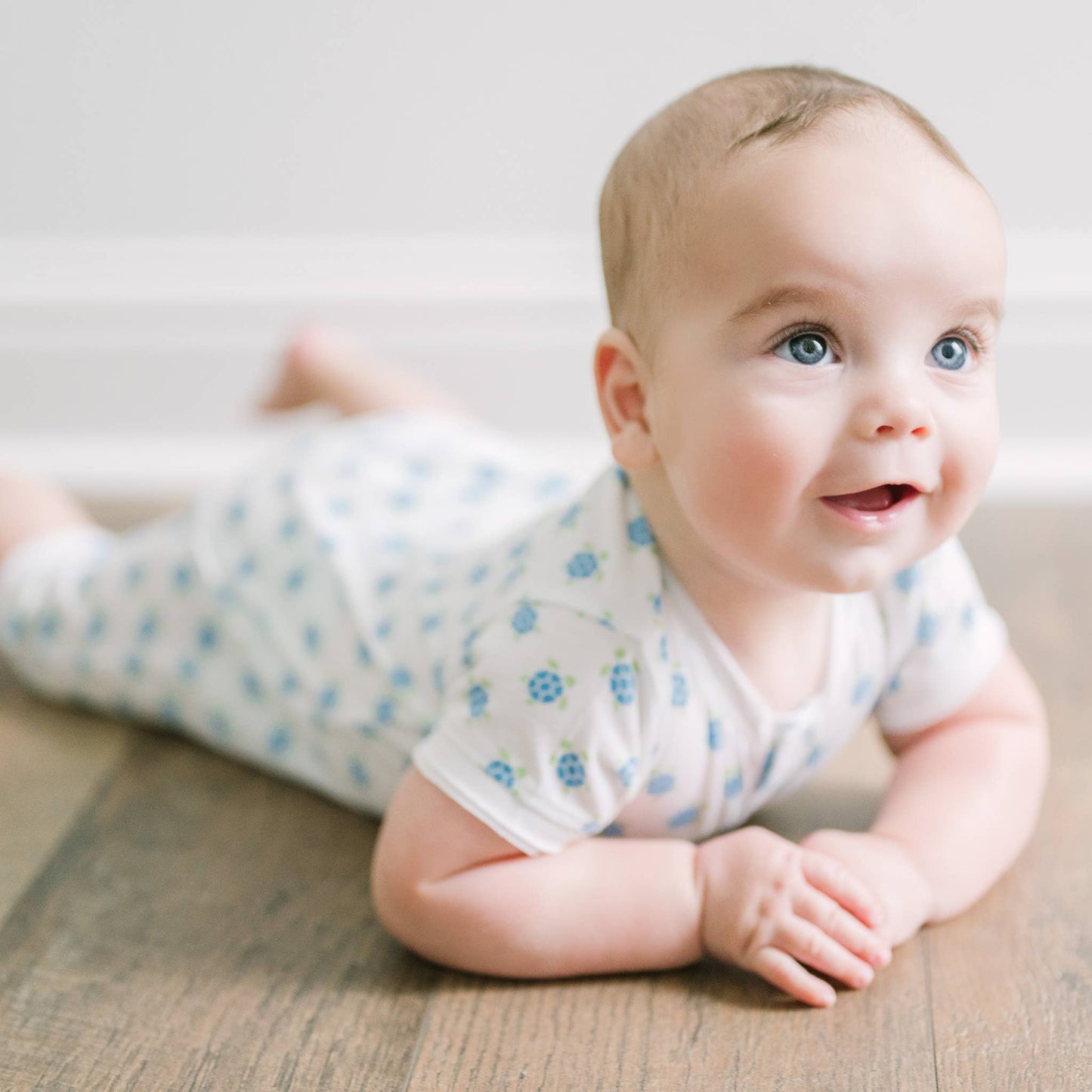 Feather Baby - Henley Romper-Sea Turtle Tango Blue- Pima Cotton Baby Outfit