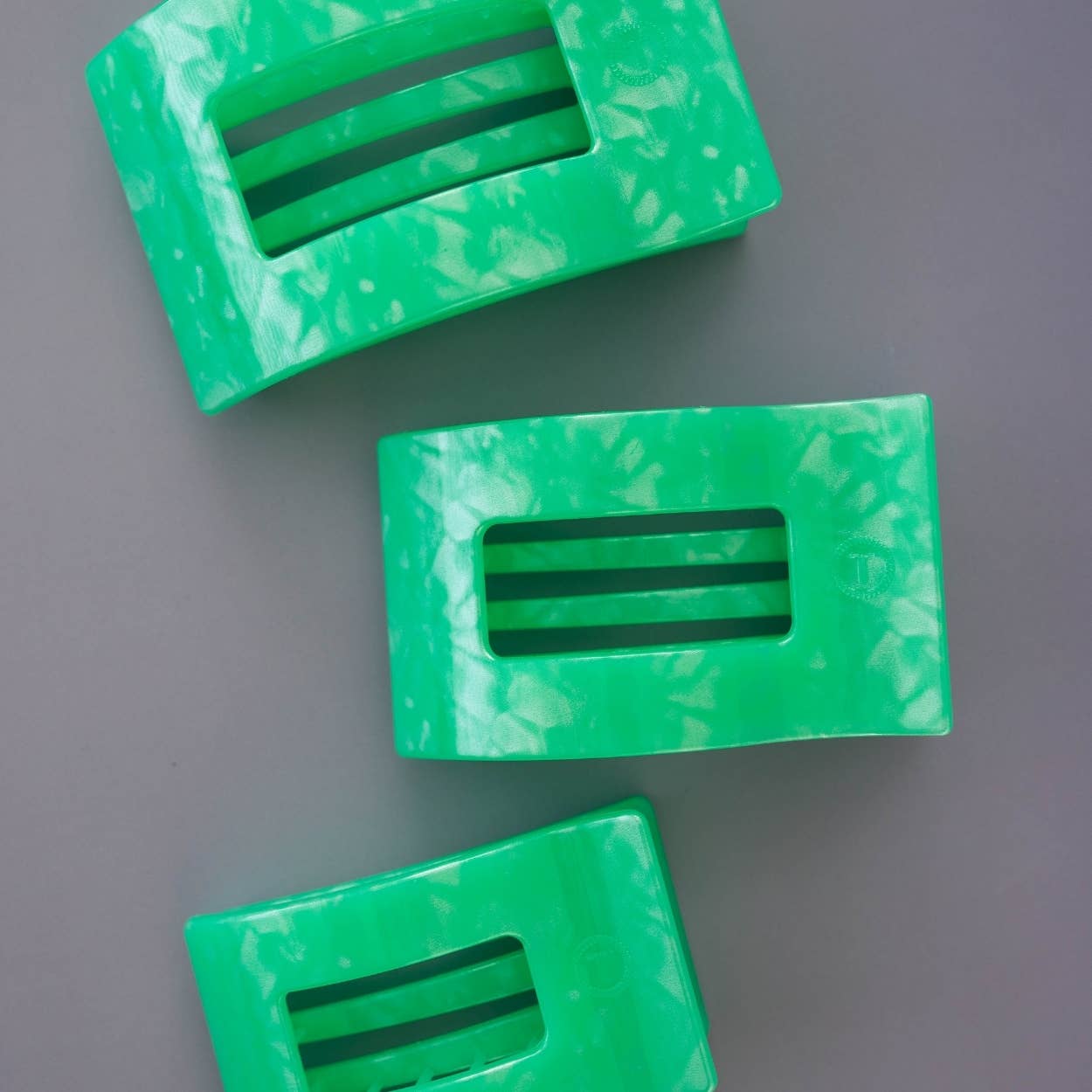 TELETIES - Flat Rectangle Hair Clip | Medium | Spring Splash