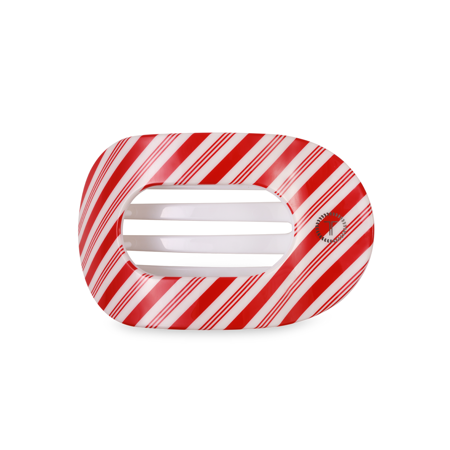 TELETIES - Flat Round Hair Clip | Medium | Candy Cane Crush