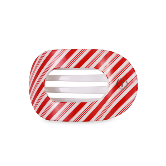 TELETIES - Flat Round Hair Clip | Medium | Candy Cane Crush