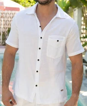 Blanco - Mens Cotton Lino Button Down Shirt