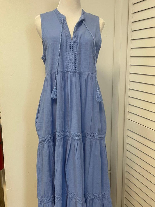 Blanco - Long V Line Dress With Crochet Detail