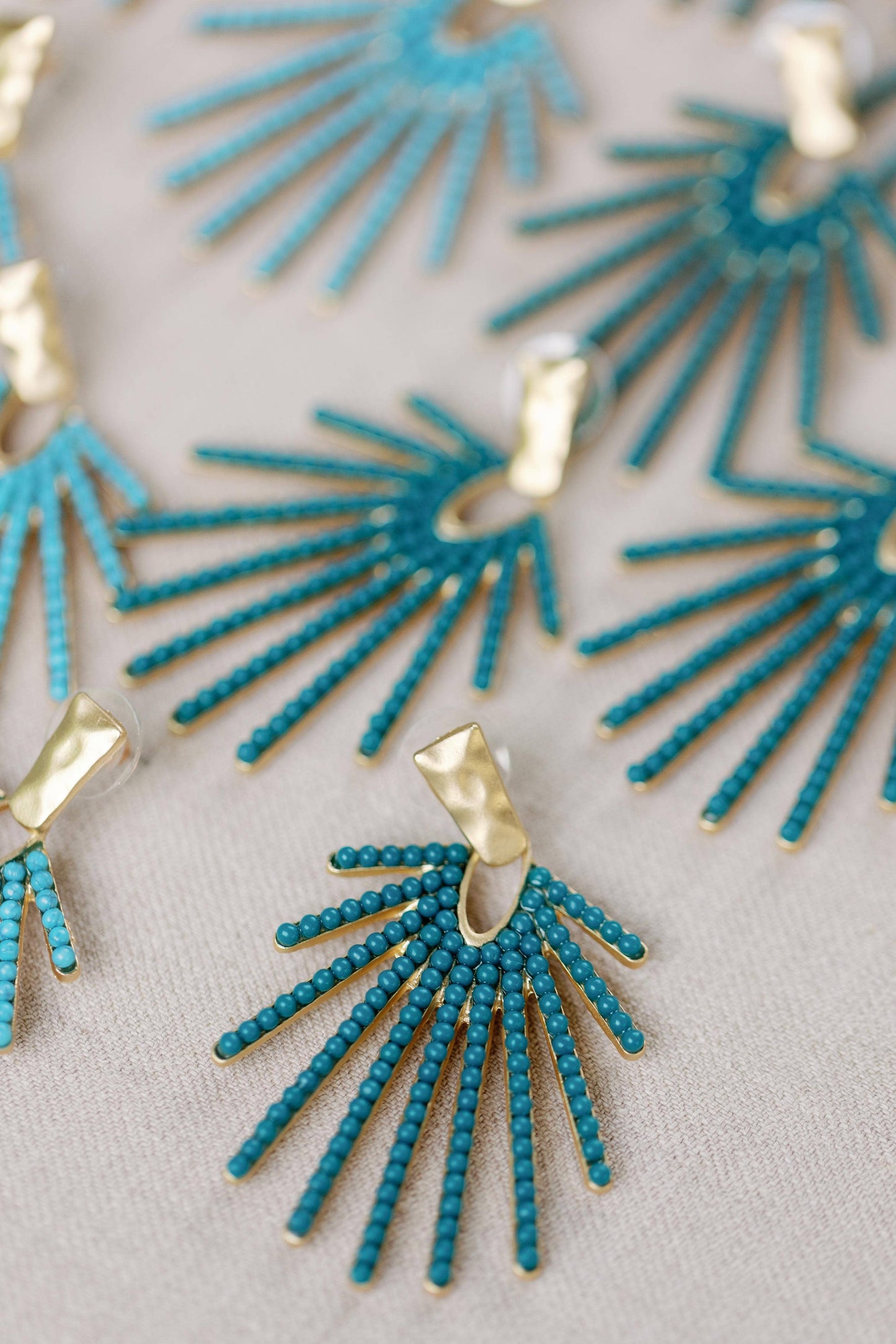 St Armands Designs of Sarasota - Light Turquoise Sunburst Statement Drop Earrings