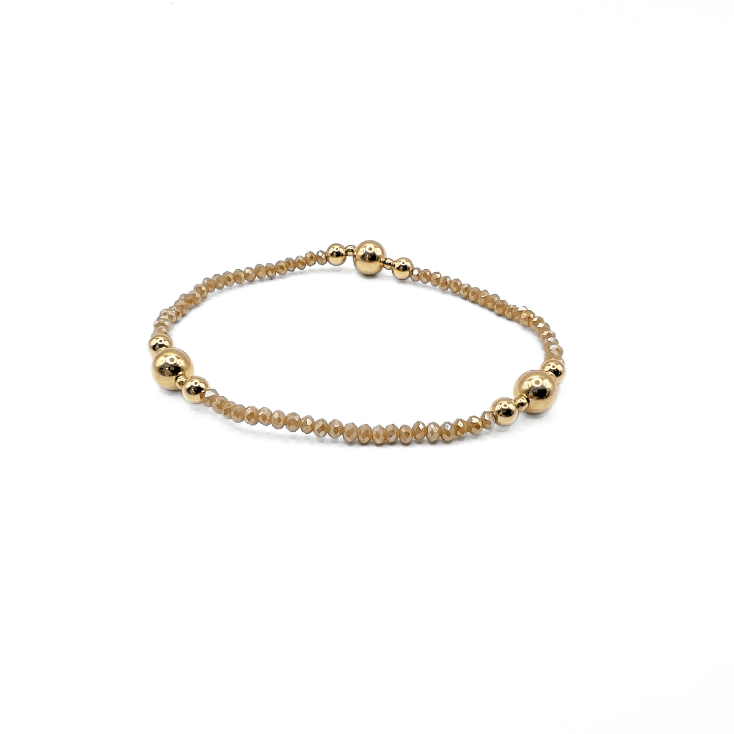 erin gray - The Nantucket Shimmer Champagne & 14k Gold- Filled Beaded Bracelet