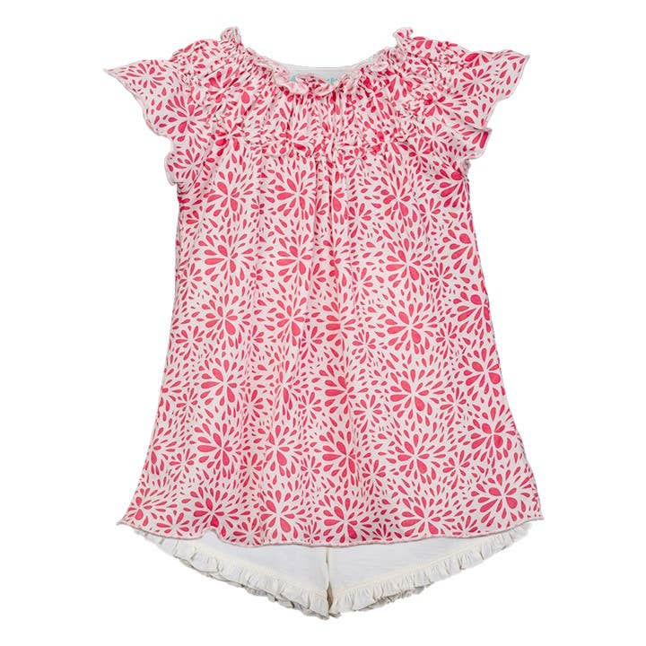 Feather Baby - Ruched Tunic Set- Splashes on White - Baby 2-Piece Set