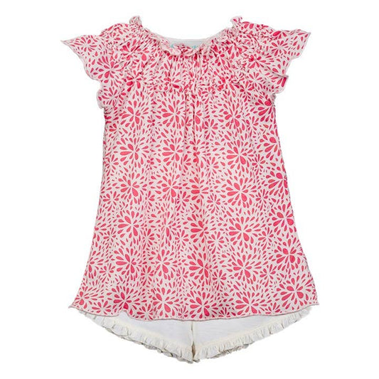 Feather Baby - Ruched Tunic Set- Splashes on White - Baby 2-Piece Set