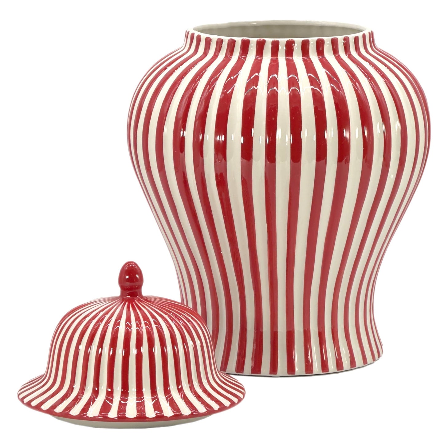 Galt International Company - Red & White Candy Cane Striped Ceramic Vase 18"