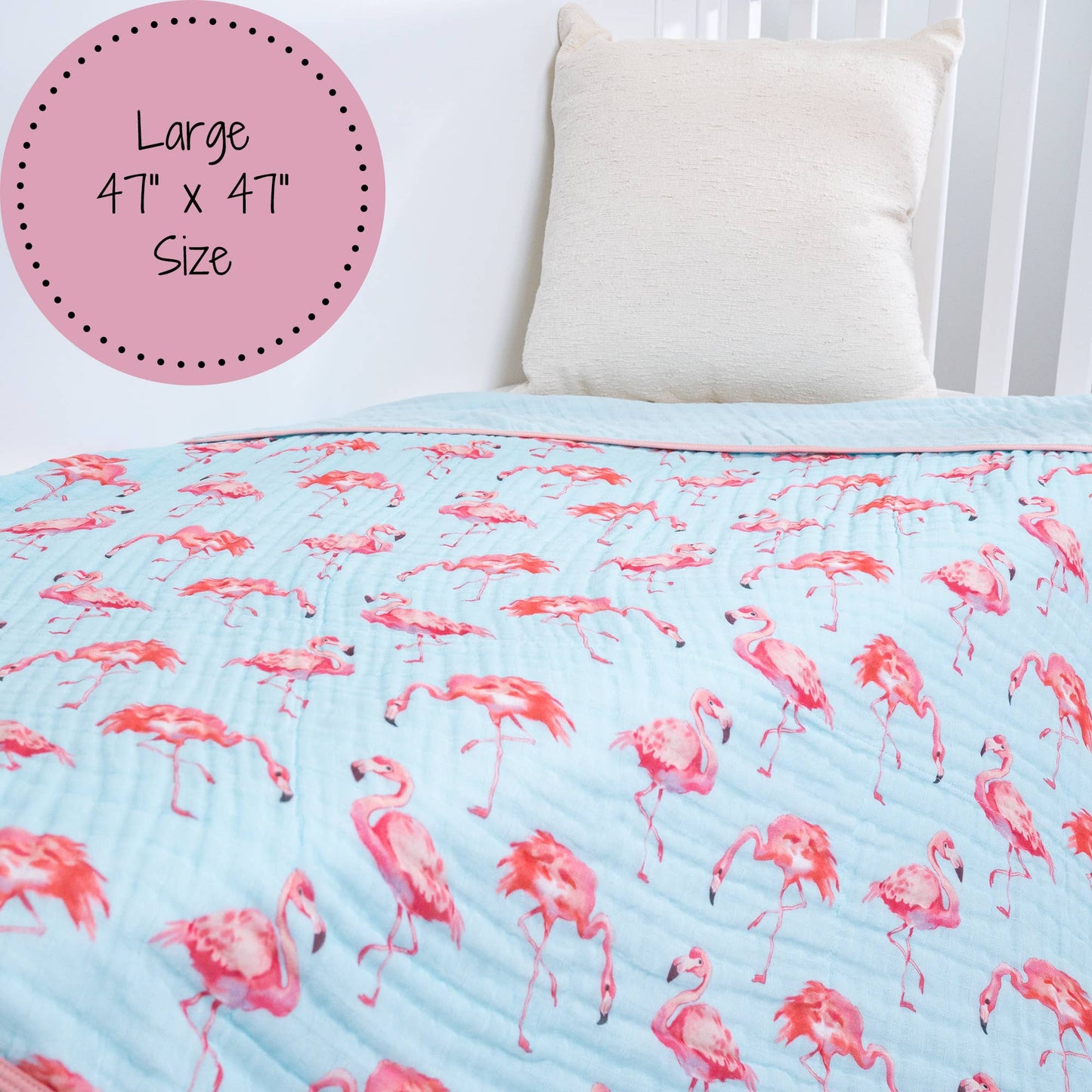 LollyBanks - Flamingo Baby Toddler 100% Cotton Muslin Blanket