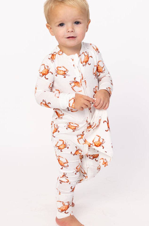 Southern Slumber - Orange Crab Double Zipper Bamboo Infant Sleeper