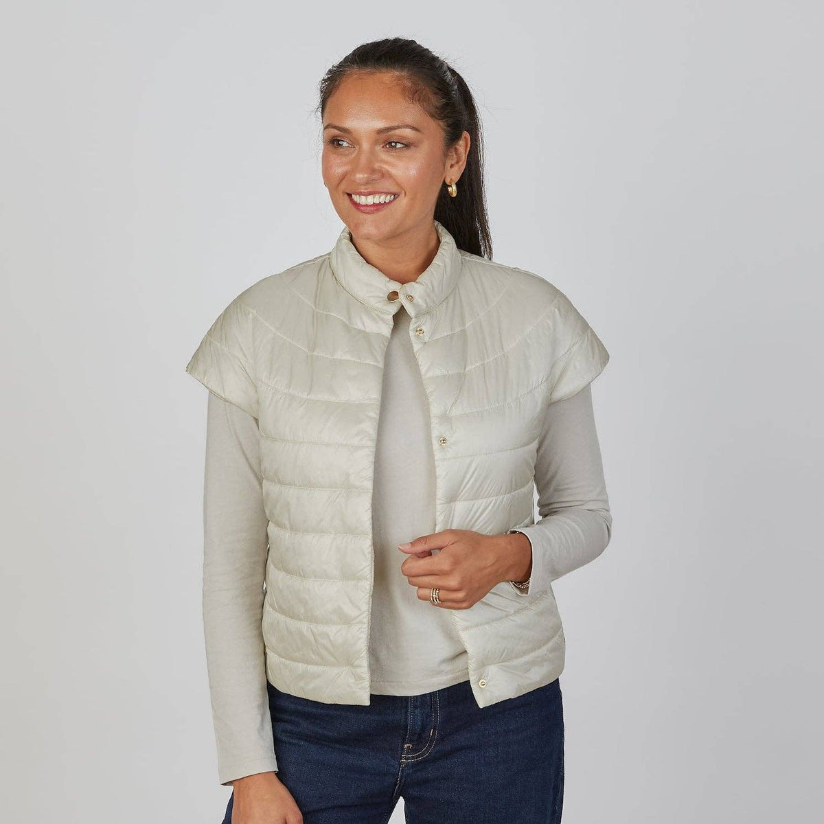 Erin Gray- Carolina Cap Sleeve Vest in Champagne
