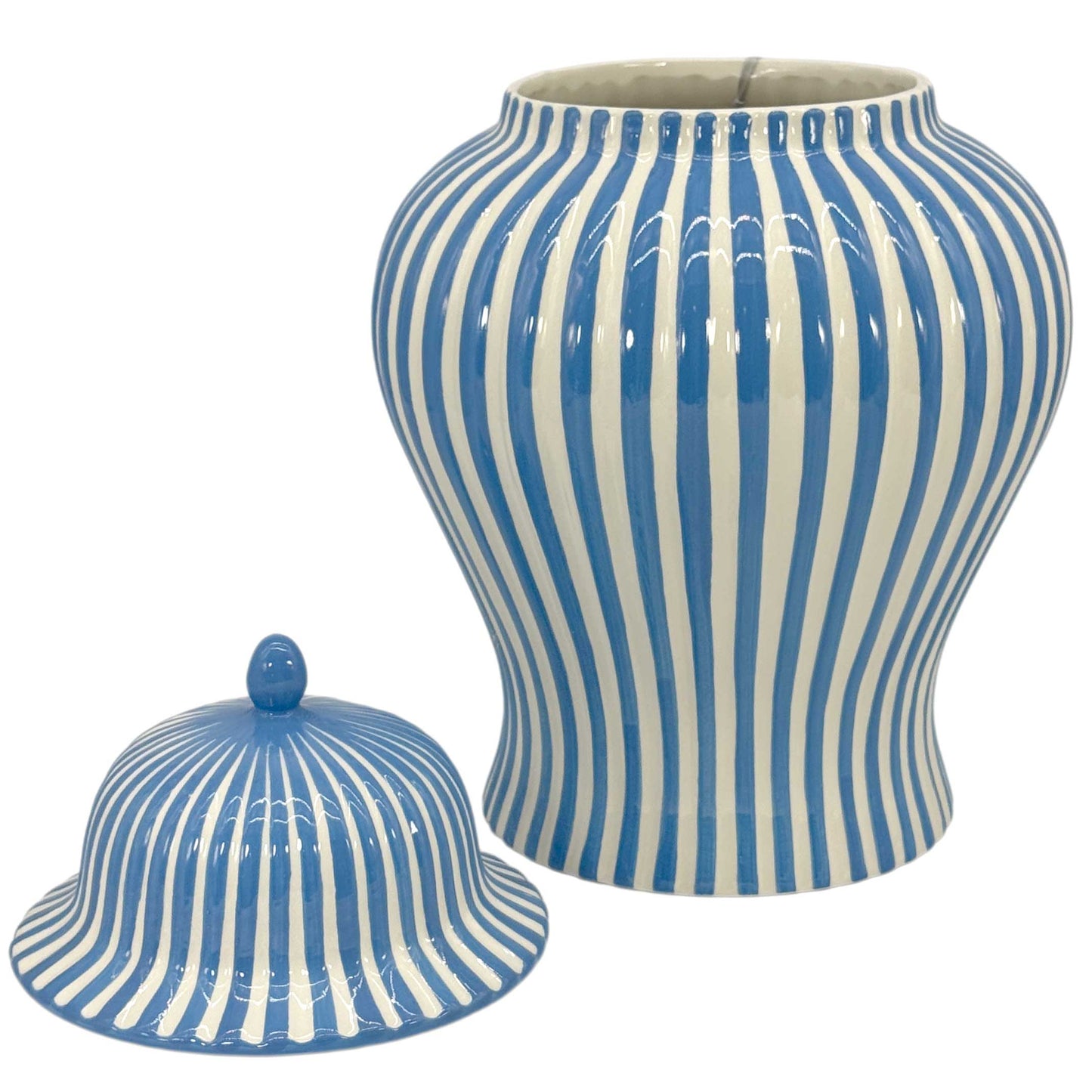 Galt International Company - Blue & White Candy Cane Striped Ceramic Vase 18"