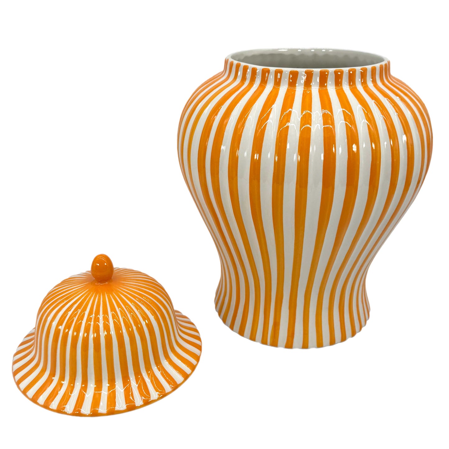 Galt International Company - Orange & White Candy Cane Striped Ceramic Vase 18"