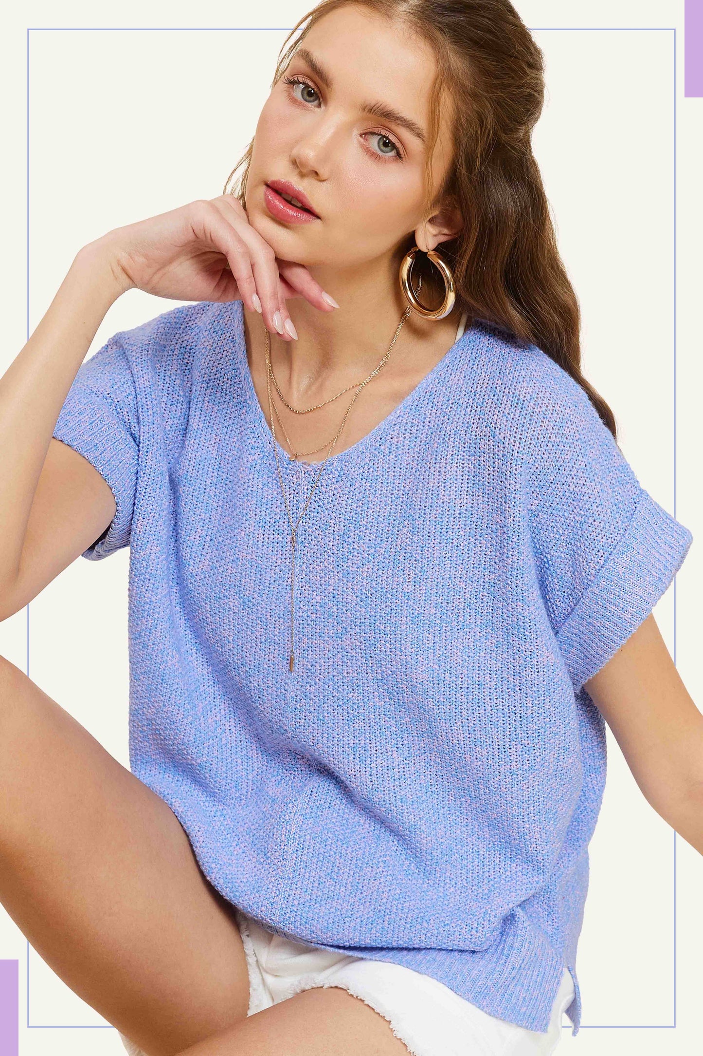 La Miel - Soft Lightweight Loose Fit Textured Pullover Sweater