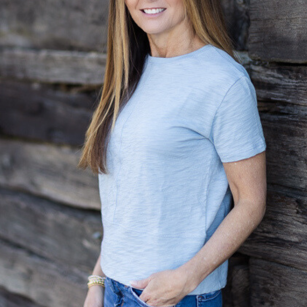 erin gray - Celia Perfect Length Tee in Chambray - Short Sleeve