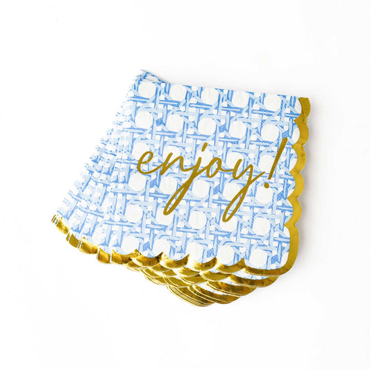 8 Oak Lane - Blue Cane Paper Beverage Napkin Packs