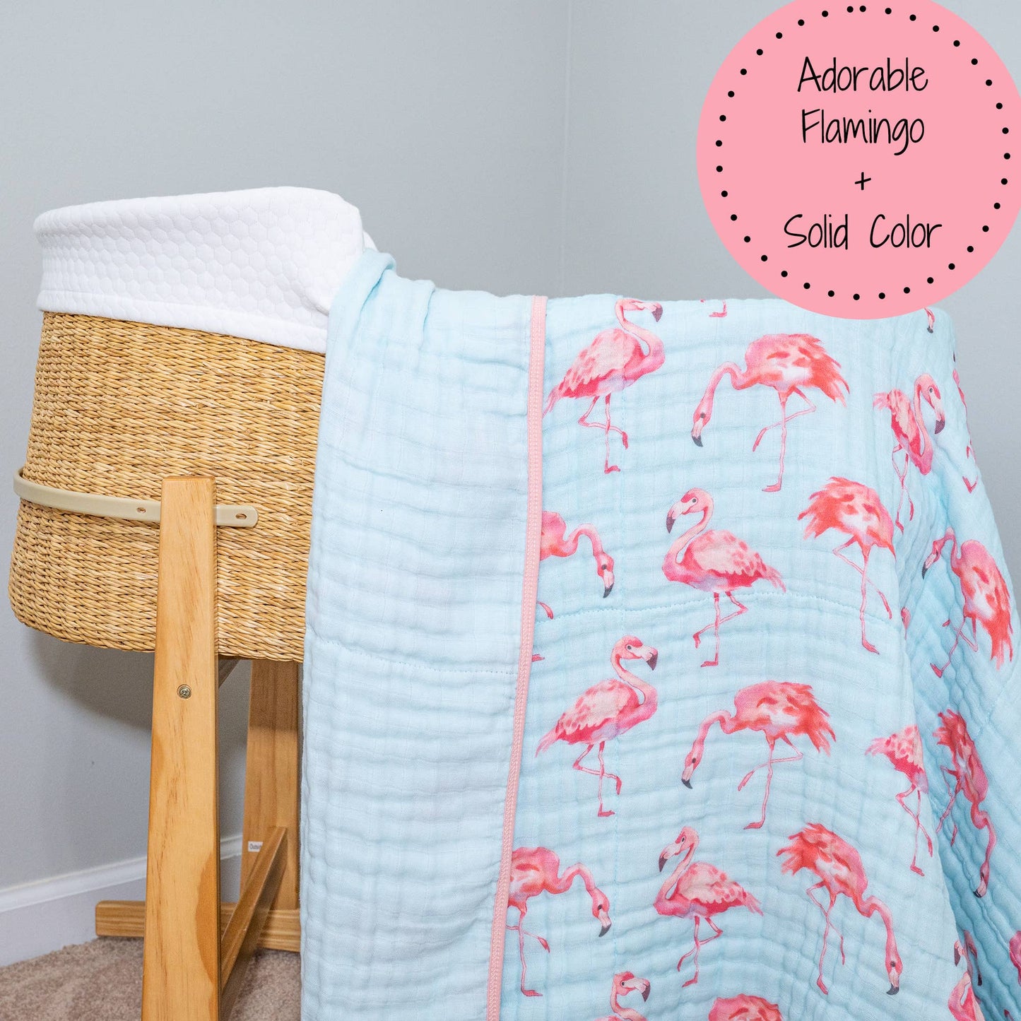 LollyBanks - Flamingo Baby Toddler 100% Cotton Muslin Blanket