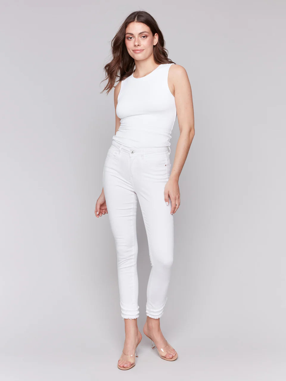 Frayed Hem Twill Pant