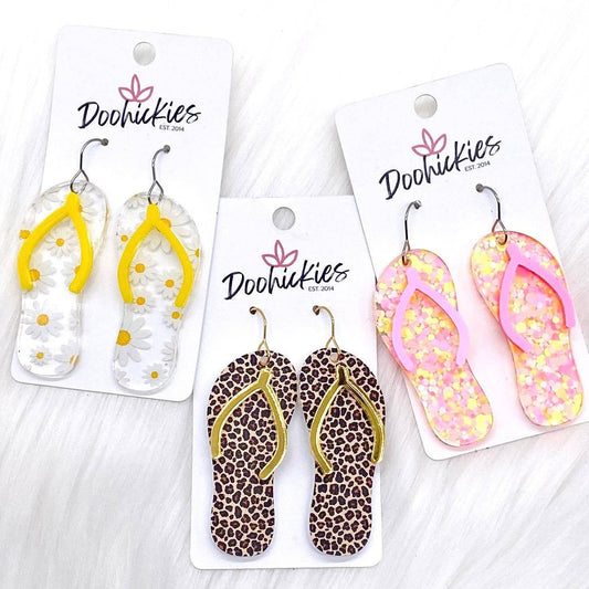 Doohickies - 2.25" Flip Flop Acrylics -Summer Earrings