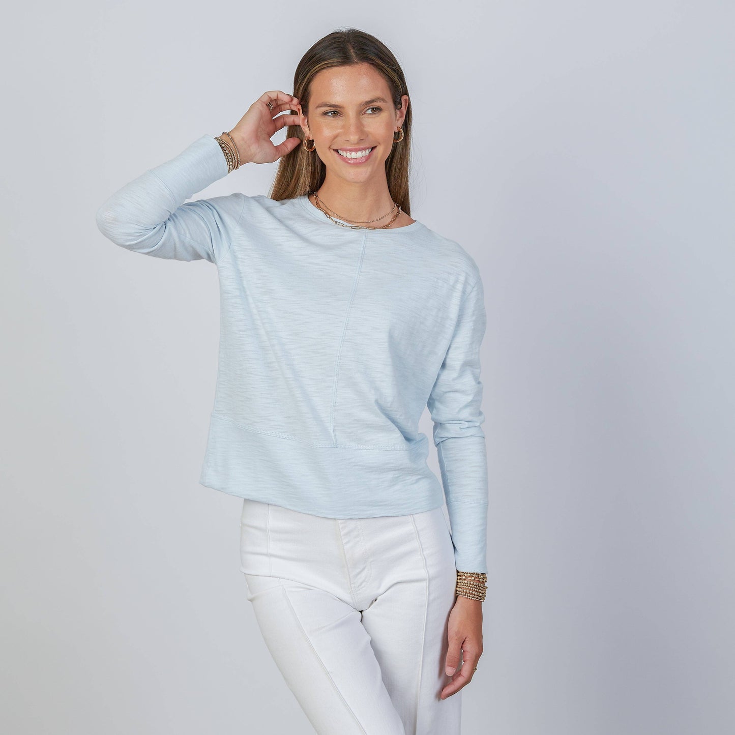 erin gray - Celia Perfect Length Tee in Sky Blue - Long Sleeve