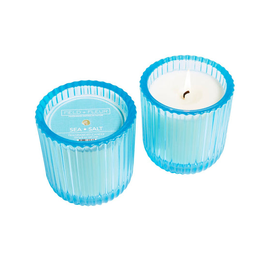 Hillhouse Naturals/Field+Fleur - Sea Salt 1 Wick Colored Glass Candle 8oz Ctn.6