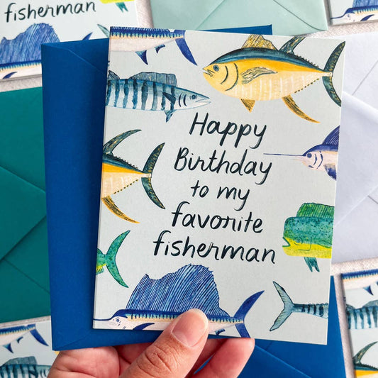 Salty Kai - Happy Birthday Fisherman Card 